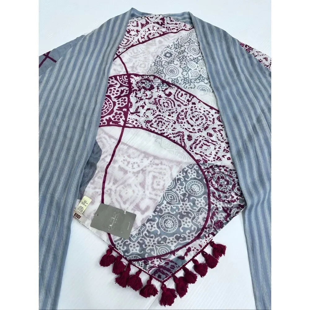 Anthropologie IDEA Plus Sonira Tassel Scarf Wrap Shawl Cotton Silk NWT $198